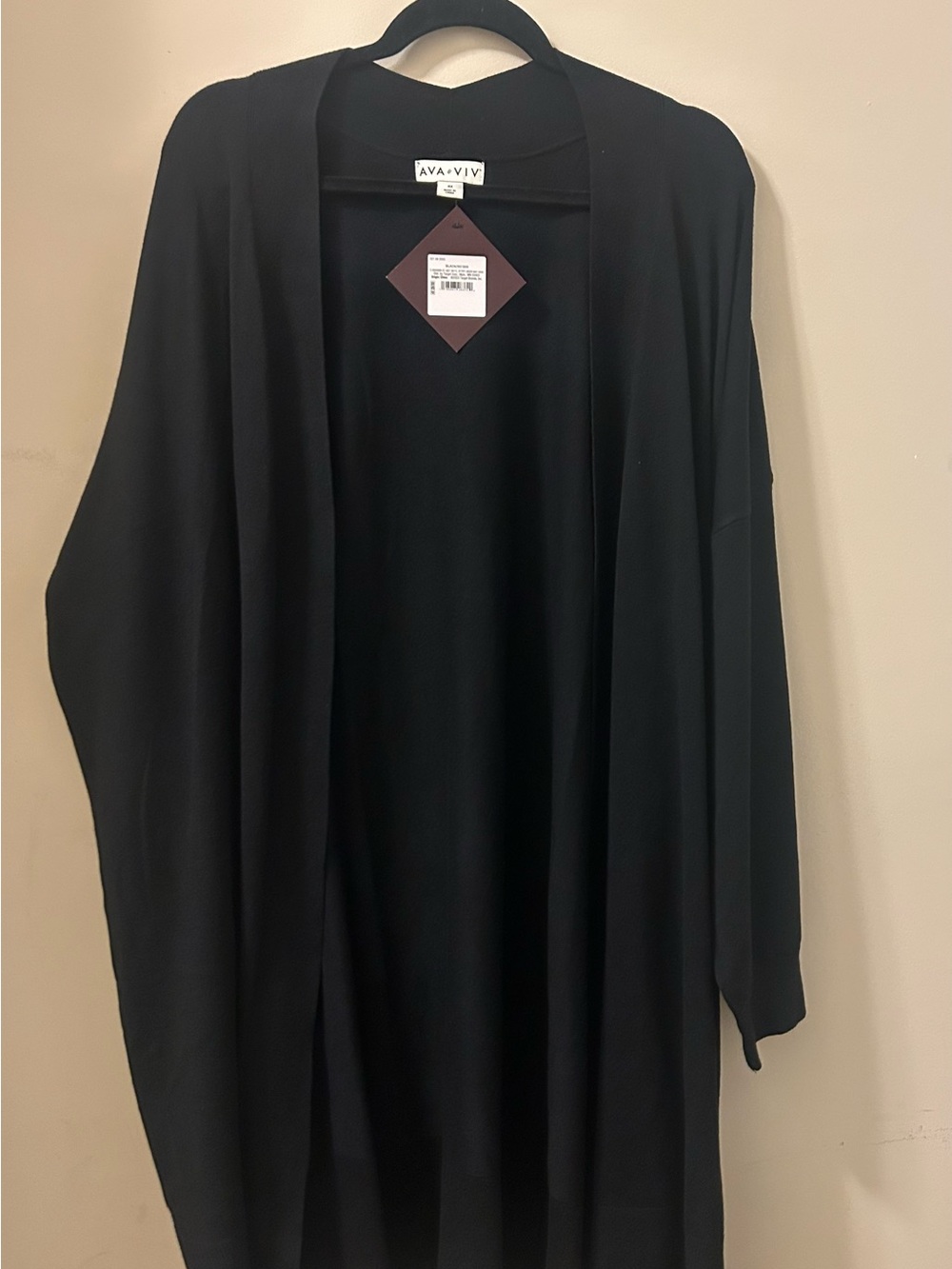 NWT- Ava & Viv Black Open-Front Long Draped Cardigan. Size 4x